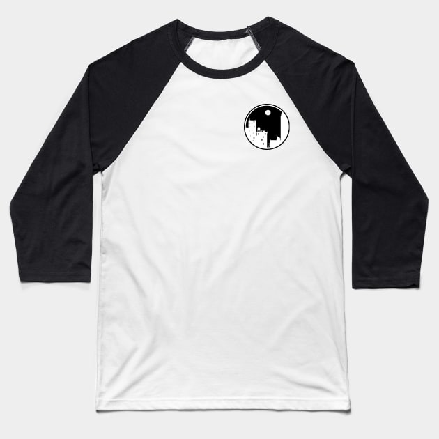 Inverted City Silhouette Baseball T-Shirt by Allan Vargas